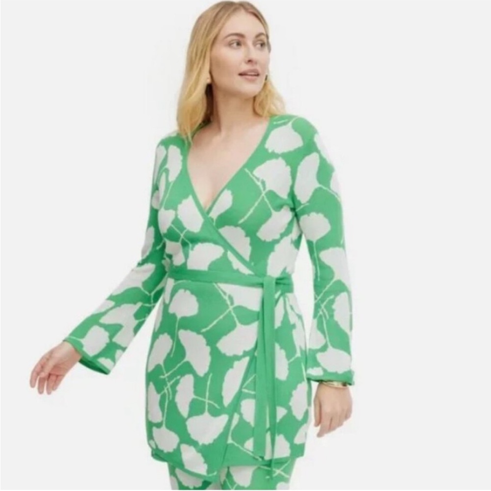 Diane Von Furstenberg For Target Green and White Sweater Wrap Dress